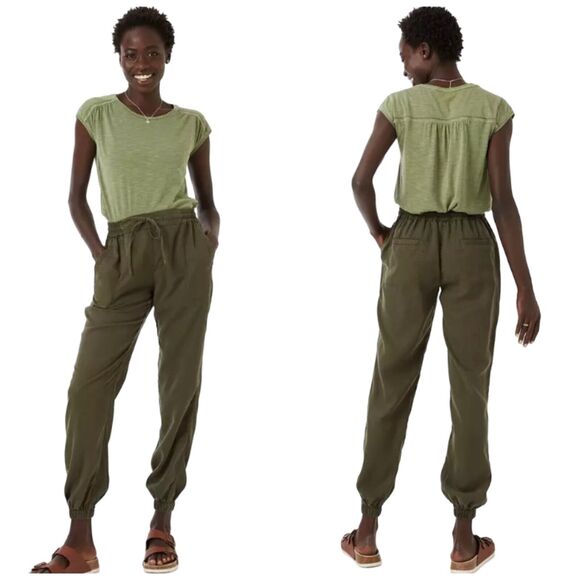 FAT FACE "LYME" Olive Green Cuffed TENCEL Lyocell Pants Joggers Sz 6S NWT - Picture 6 of 16